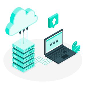 Image of pc work to cloud and hosting